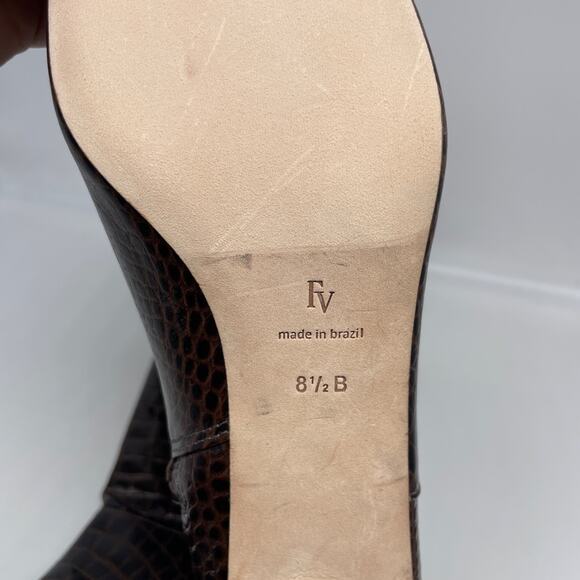 Frances Valentine Mackie Knee High Boot Brown Croc Embossed Leather Size 8.5 B - Picture 9 of 14